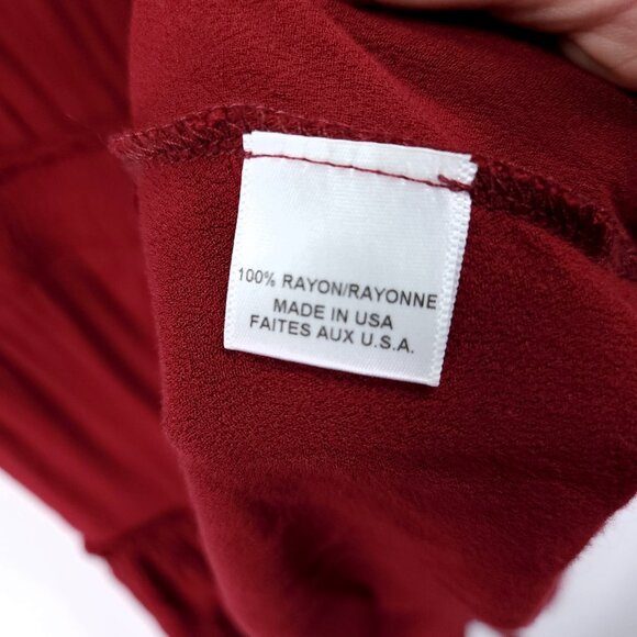 Misa Los Angeles Lorena Mini Dress Medium Tiered Long Sleeve V-Neck Red - Picture 8 of 15